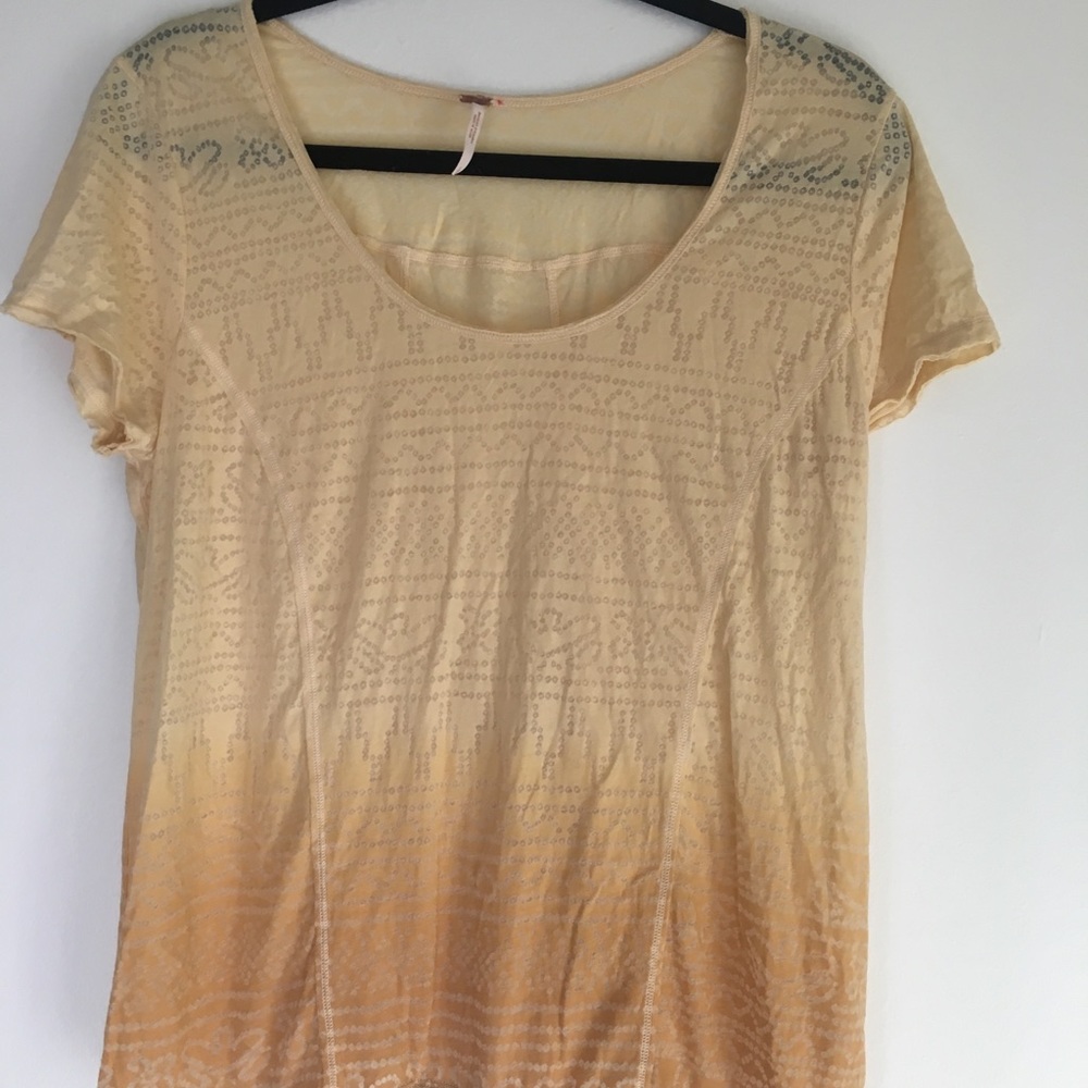 Free People sheer yellow ombré t-shirt